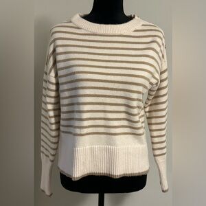 MAGASCHONI Striped Cream and Brown Women's Sweater XS